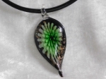 Glass Necklace Style 2 Green 4mm Leather Cord